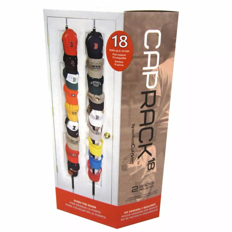 Perfect Curve CAP RACK Holds 18 Baseball Hats Visors Door