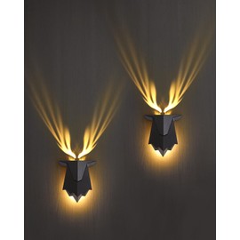 Fuloon Antler Night Light with Remote Control, Adjustable Deer Wall Lamp Battery Operated and Removable Charging for Bedroom, Living Room, Hallway 2 PCS