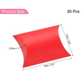sourcing map 50Pcs Pillow Boxes 3.5 x 2.8 x 1 Inch Gift Boxes with Ribbons, Presents Paper Candy Favor Boxes for Gift Wrap Wedding Birthday Party, Red