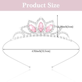 Amariver Princess Tiara Pink Crystal Tiara Crown Pink Rhinestone Princess Crown Silver Parties Prom Headdresses