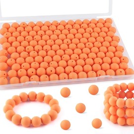 Kovict 200pcs Silicone Beads, 12mm Silicone Beads for Keychain Making, Pens Bracelet Necklace DIY CraftsÔºàLight OrangeÔºâ