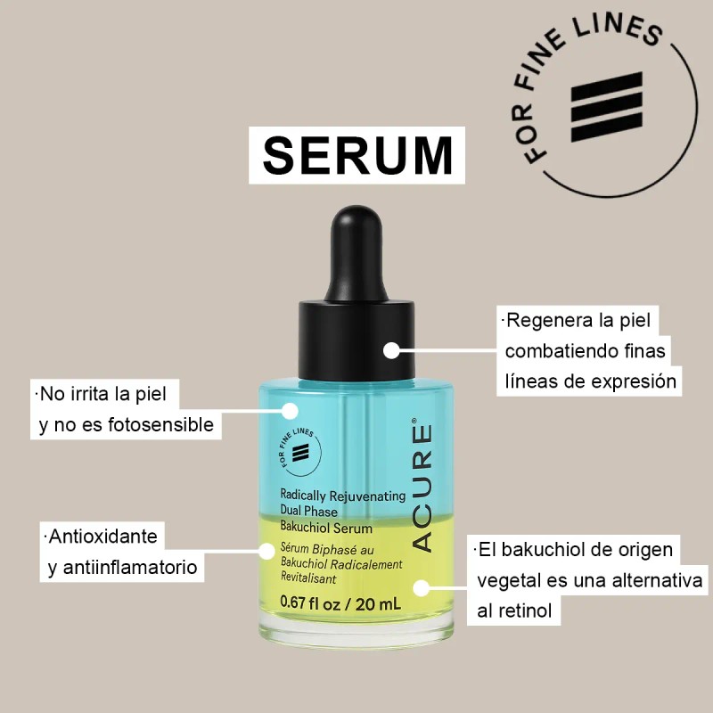 Suero Rejuvenecedor Acure Con Bakuchiol Sérum Bifasico 20 Ml