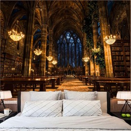 Lunerfex Vintage Bookshelf Tapestry Library Tapestry Wall Decor Tapestry for Bedroom Art Tapestries Wall Hanging for Bedroom Living Room Bookshelf04 44"x60"