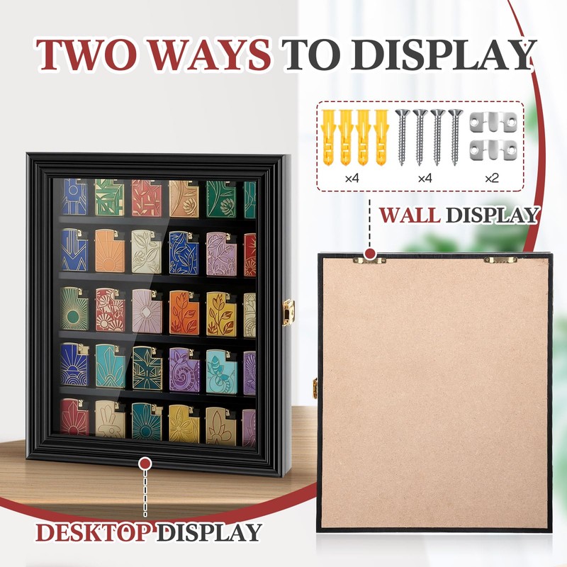 Silipull 30 Lighter Display Case Wall Mount Display Case for
