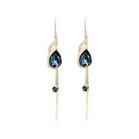 Phoenix Ear Hook Tassel Earrings Peacock Long Fringe Earrings Blue Crystal Pendant Earrings for Women