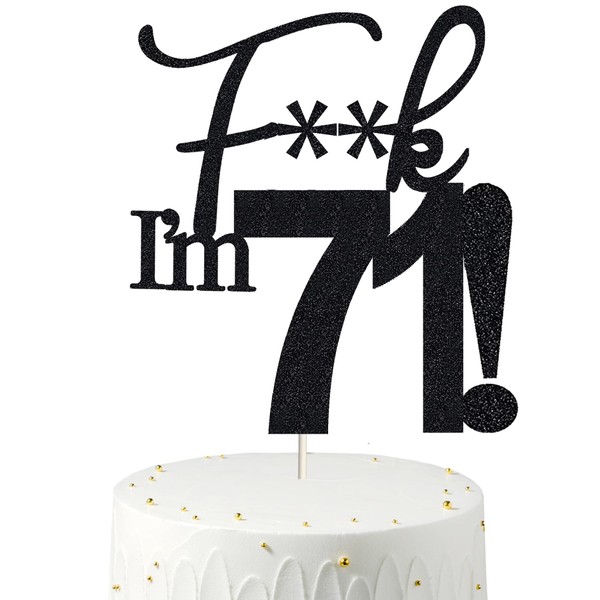 71 adornos para tartas, 71 adornos para tartas de cumpleaños, purpurina negra, divertida decoración para tartas 71 para hombres, 71 decoración para tartas para mujeres, decoraciones de cumpleaños 71, decoración para tartas de cumpleaños 71, 71