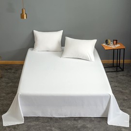 Microfiber Bedding Flat Sheet(Pack of 2), Ultra Soft and Wrinkle, Fade, Stain Resistant Top Sheet (White, Twin-2 Pack)