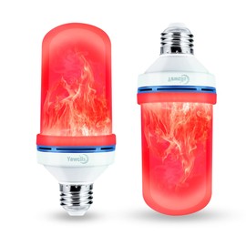 Yewclls LED Flame Effect Light Bulb, 4 Modes E26 Base Fire Light Bulbs with Gravity Sensor (Red - 2 Pack)