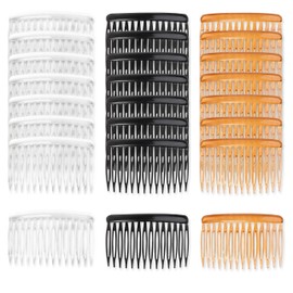 TaShow 24 PCS Hair Side Combs for Women Fine Thin Hair, 14 Teeth Decorative Hair Combs for Women Girls Bridal Wedding Veil,Wide, Black, Transparent, Light Coffee