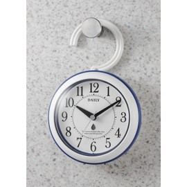 Rhythm Wall Clock, Bath Clock, Splashproof, Dustproof, Blue/White, Diameter 4.6 inches x Depth 1.9 inches (118 x 48 mm), 4KG711DN04