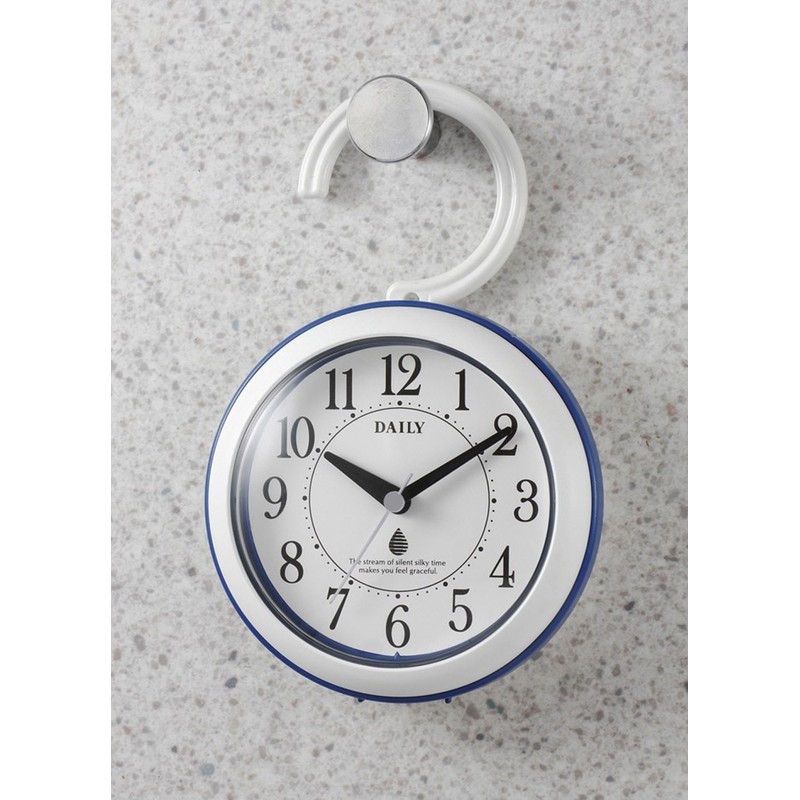 Rhythm Wall Clock, Bath Clock, Splashproof, Dustproof, Blue/White, Diameter 4.6
