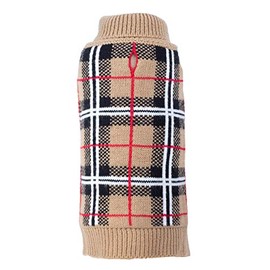 The Worthy Dog Tan Plaid Sweater-Medium