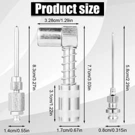 4pcs 90 Degree Grease Needle Fitting Set, Including 1 Grease Needle Nozzle, 1 Grease Needle Dispenser, 2 Grease Injector Needle with Cap, Easy to Connect to Other Suitable Couplers
