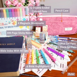 HEQIMEI Bible Journaling Kit, Bible Study Supplies, Bible Highlighters No Bleed, Bible Tabs, Bible Accessories Set, Bible Annotation Kit for Gift