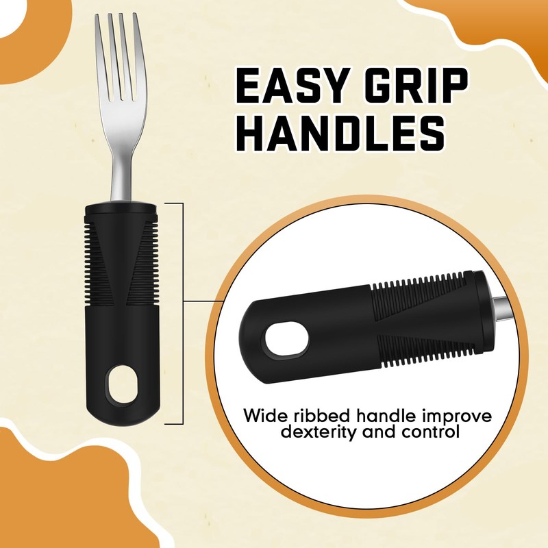 Uiifan 2 Set (10 Pcs) Adaptive Utensils for Hand Tremors,