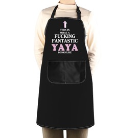 WCGXKO Yaya Birthday Gift Yaya Grandma Gift This Is What A Fantastic Yaya Looks Like Apron Mother’s Day Gift (Yaya Looks Apron)