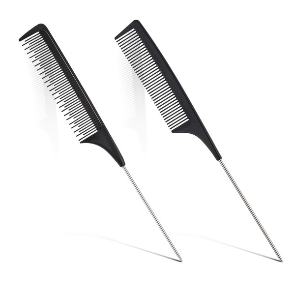 JJUNW Pack of 2 Hair Comb Needle Handle Comb Carbon