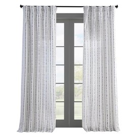 HPD Half Price Drapes Abstract Striped Printed Curtains 84 Inches Long Luxury Cotton Curtains (1 Panel) Room Darkening Window Curtains for Bedroom & Living Room, 50W x 84L, White & Blue Striped