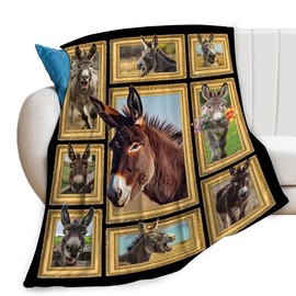Donkey Throw Blanket Funny Cute Farm Animal Print Blankets Gifts Couch Sofa Bed Stuff Decor Soft Cozy Lightweight Fleece Plush Flannel Bedding for Lover Women Men Girls Boys Adults Kids 40"x50"