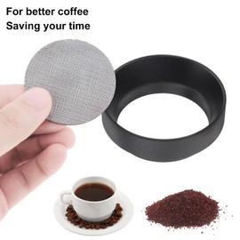 51mm Espresso Dosing Funnel and Stainless Steel Puck Screen, Magnetic Espresso Accessories Coffee Dosing Ring, Reusable Espresso Puck Screen Fits 51mm Portafilter Funnel, Reusable Strainers Tools