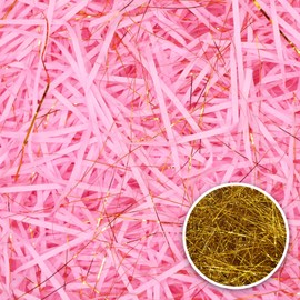 200 g Raffia Filling Material Gift Hamper Shred Shred Paper Gift Filling for Party Hamper Filling and Gift Packaging for Gift Box Decorations (Pink Gold)