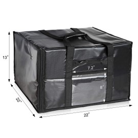 New Star Foodservice 51155 Insulated Pizza Delivery Bag, 22" by 22" by 13", Black