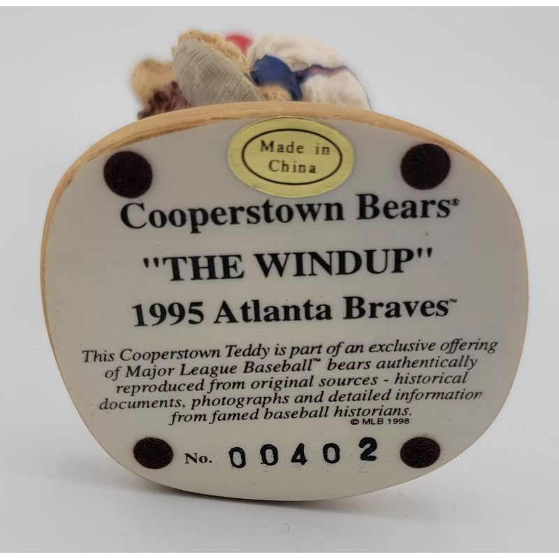 Cooperstown Bears Atlanta Braves 1995 The Windup Ceramic Cooperstown Bear