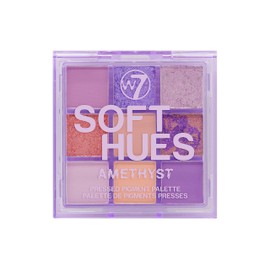 W7 | Soft Hues Pressed Pigment Palette | Colorway: Amethyst | Tones: Mattes and Duo-Chromes | Color: Purples, Oranges, Golds and Nudes | Cruelty Free Makeup For Women
