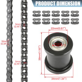 CILOYU #35 Chain 140 Links Mini Bike Chain Tensioner for Coleman CT100U CC100X Baja Doodle Bug DB30 Predator 212cc 79cc 97cc 100cc Motovox MBX10 MBX11 Mega Moto MM-B80 105cc Mini Bike Go Kart Parts