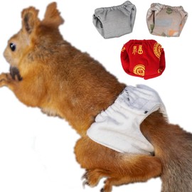 Reusable Washable Squirrel Diapers, Highly Absorbent with Strong & Flexible Pants No Leak Reusable Diapers Urine Wet Pants for Squirrel,Fancy Rat,Groundhog (L (6.3" - 11"), 3 Pcs)