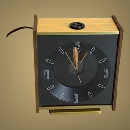 Stancraft Vtg New Factory Sealed Stancraft Modern Projector Alarm Clock Teakwood Aluminum