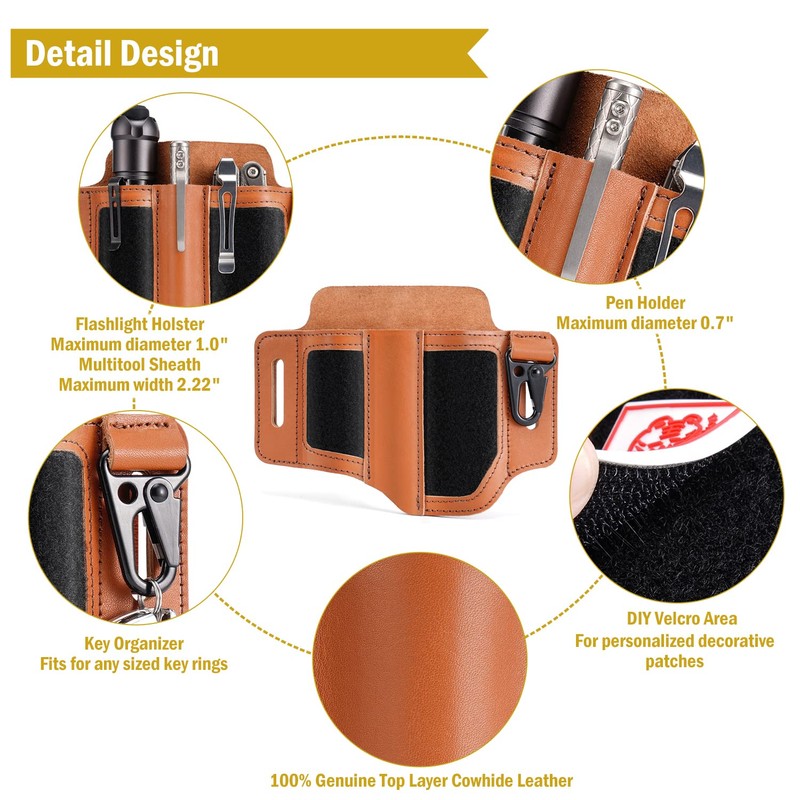 VIPERADE PL3 Multitool Sheath, Leather Sheath with DIY Patch Area,