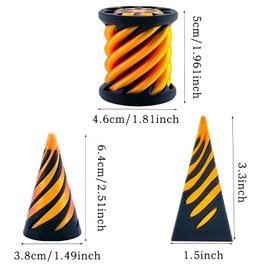 3Pcs Spiral Cone Fidget Toy, Impossible Cone Fidget Toy, 3D Printed Spiral Cone Fidget Toy & Pyramid Passthrough Sculpture, Mini Stress Relief Desktop Decorations Toy For Kids Adult Gift