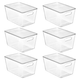 Vtopmart Vtopmart 6 Pack Clear Stackable Storage Bins with Lids, Large Plastic Containers with Handle for Pantry Organizer and Storage,Perfect for Bathroom,Cabinet,Kitchen,Fridge,Closet Organization