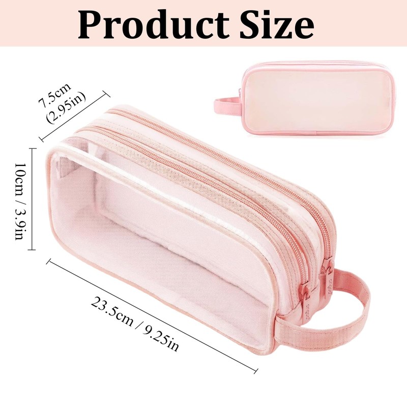 RuiChy Transparent Mesh Pen Case, Pencil Case, Large Capacity, Double