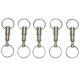 EBOOT 5 Pack Quick Release Detachable Keychain Dual Pull Apart Key Rings for Unisex Adult, Silver