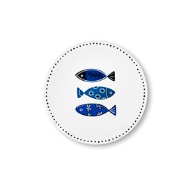 Excelsa Ocean Ceramic Dolomite and Cork Trivet 16 x 16 cm