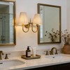 Pathson 2-Lights Linen Fabric Wall Sconce Light, Hardwired Double Curved