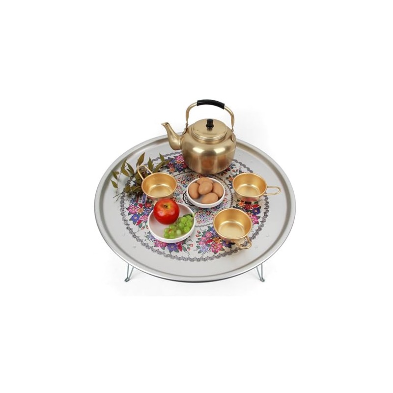Korean Traditional Folding Snack Table – Retro Aluminum “Yang-eun Bapsang”