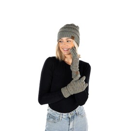 Funky Junque Beanie and Lined Glove Set - Confetti Dove Grey