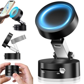 Magnetic Suction Cup Phone Holder,Doubled Sided Universal Cellphone Holder Stand for Car/Home/Smooth Surface/Mirror/Glass Black Foldable and Retractable Vacuum Magnetic Suction Phone Mount Bracket
