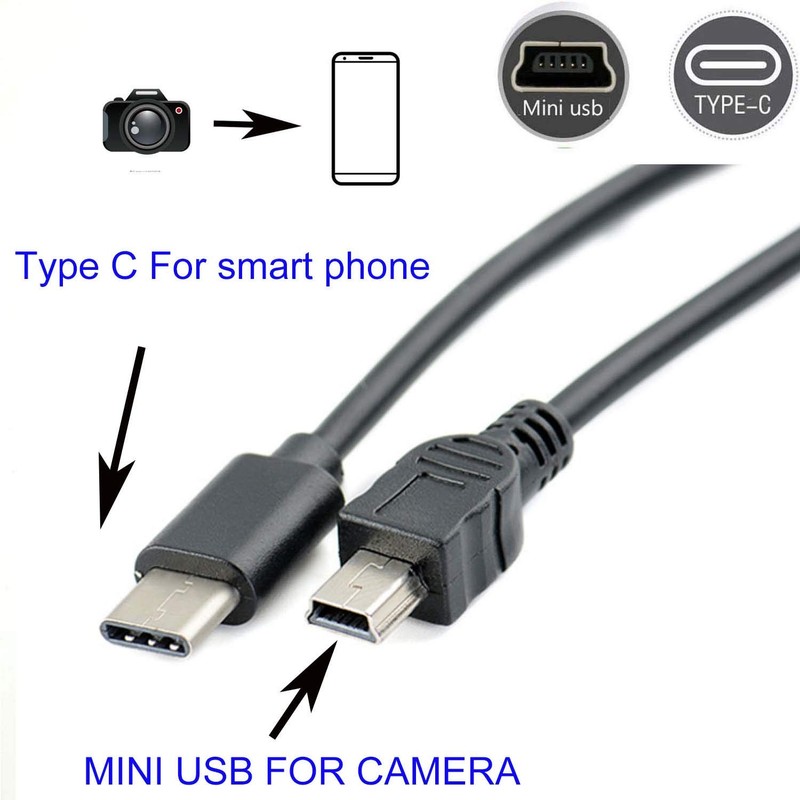 GuangMaoBo OTG Data Cable Type-C to Mini USB Camera