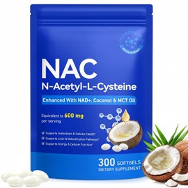 NAC Supplement 600mg with NAD+ & MCT Oil – 300 Softgels (100 Day Supply)-N-Acetyl L-Cysteine for Glutathione Support, Liver Health & Cellular Energy – Antioxidant Softgels for Daily Wellness