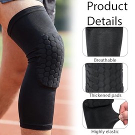 Styquenzer 2 Pack Knee Compression Sleeves Men Women, Honeycomb Light Compression Leg Sleeves, Long Leg Sleeve Anti Collision Sports Sleeve for Wrestl