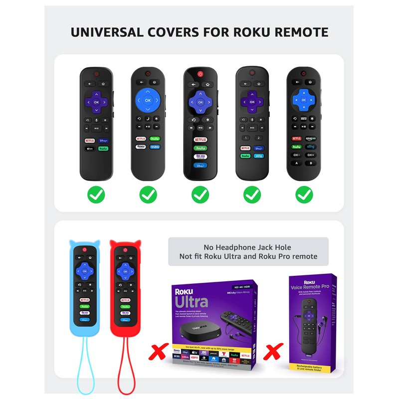 2Pack ONEBOM Cover for Roku Remote with Cat Ears Design,
