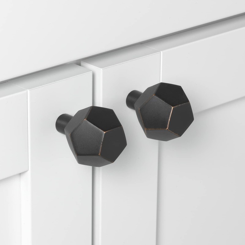 GlideRite 1-1/2 Inch Solid Faceted Cabinet Knobs, Oil Rubbed Bronze