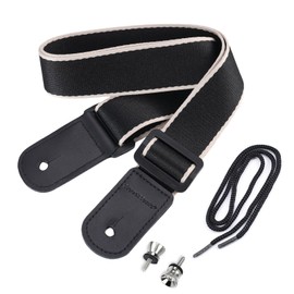 CLOUDMUSIC Ukulele Strap Tenor Concert Soprano Baritone Coloful Hawaii Floral Patterns For Adult Size Kids(Black Stripe)