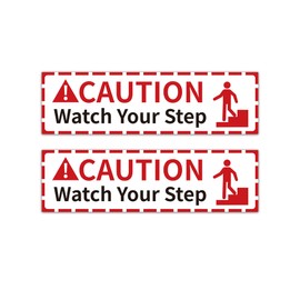 2PCS Watch Your Step Sign, Self-Adhesive Waterproof Vinyl Caution Watch Your Step Tape Sticker, Safety Floor Decal for Business, Workplace, Public Areas Indoor Outdoor Use