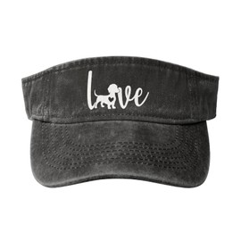 Fenmshairy Women's Love Dachshund Dog Sport Sun Visor Hat Adjustable Empty Top Golf Baseball Cap for Men Women Black