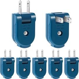 7 Piece Replacement Plug Extension Cord Plug 2 Prong, 125V 15A Electric Rotatable Electrical Extension Cord Replacement Ends Ideal for Small Appliances Power Strips and Lamps DIY Craft